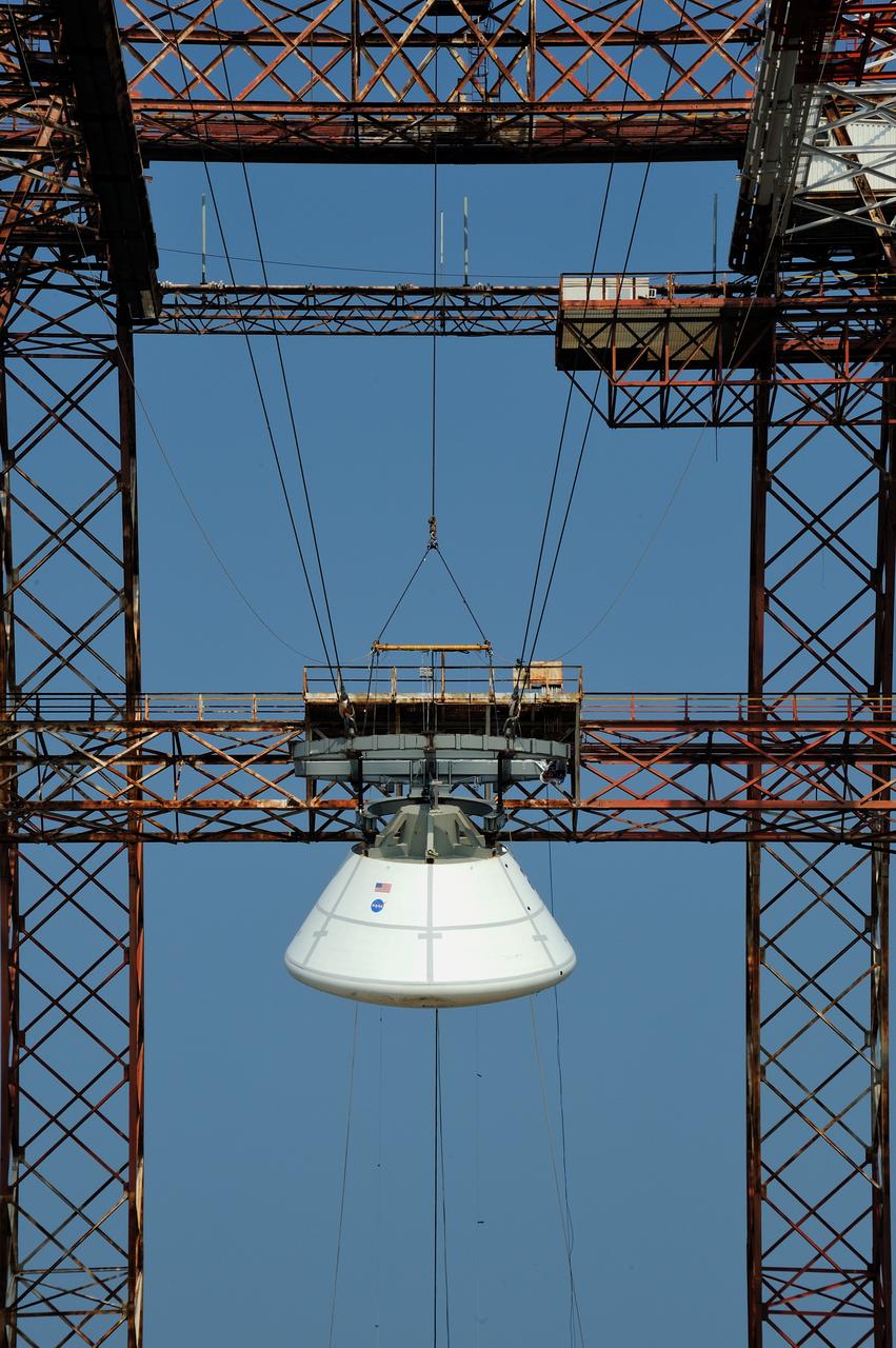 ORION Project-(SPLASH) Structural Passive Landing Attenuation for Survivability of Human Crew (BTA) Boiler Plate Test Article Water Impact Test-Pot Phase"0" Test POT#2  Tested at the Hydro Impact Basin at the Landing and Impact Research Facility (Gantry)