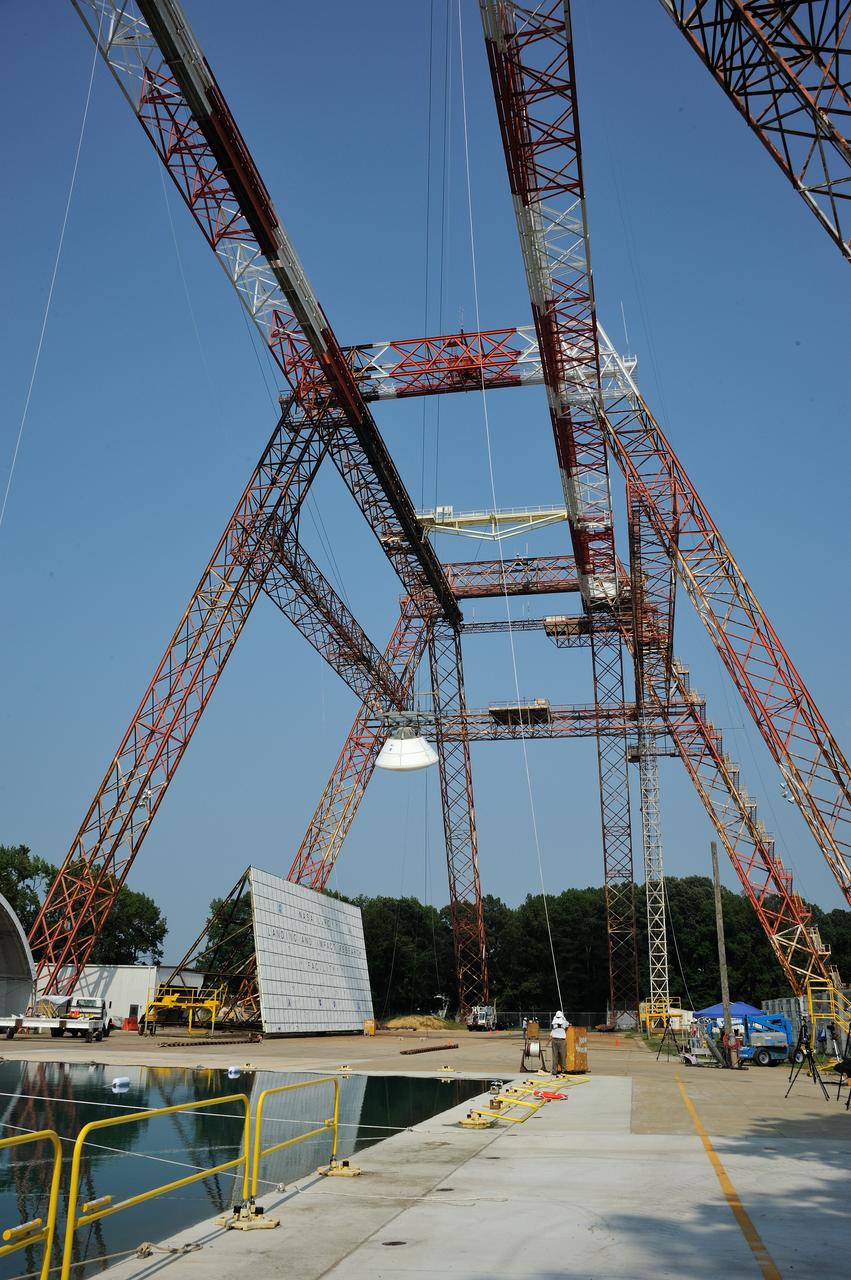 ORION Project-(SPLASH) Structural Passive Landing Attenuation for Survivability of Human Crew (BTA) Boiler Plate Test Article Water Impact Test-Pot Phase"0" Test POT#2  Tested at the Hydro Impact Basin at the Landing and Impact Research Facility (Gantry)