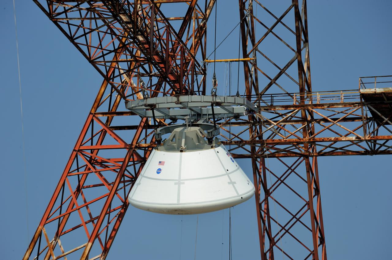 ORION Project-(SPLASH) Structural Passive Landing Attenuation for Survivability of Human Crew (BTA) Boiler Plate Test Article Water Impact Test-Pot Phase"0" Test POT#2  Tested at the Hydro Impact Basin at the Landing and Impact Research Facility (Gantry)