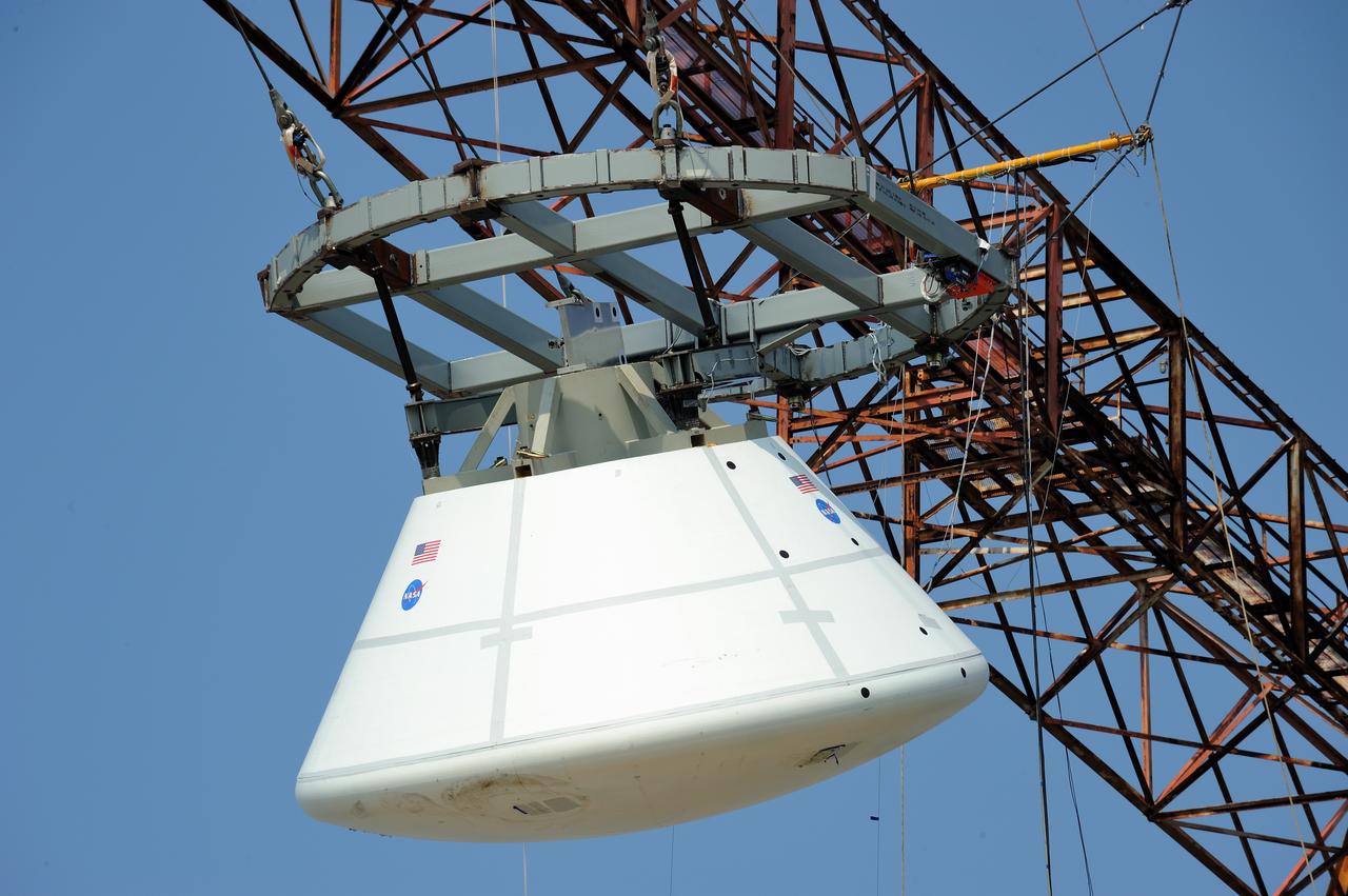 ORION Project-(SPLASH) Structural Passive Landing Attenuation for Survivability of Human Crew (BTA) Boiler Plate Test Article Water Impact Test-Pot Phase"0" Test POT#2  Tested at the Hydro Impact Basin at the Landing and Impact Research Facility (Gantry)