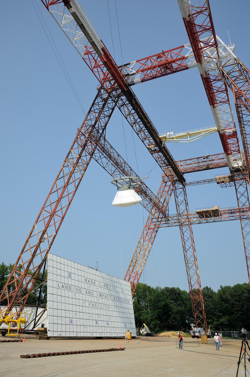 ORION Project-(SPLASH) Structural Passive Landing Attenuation for Survivability of Human Crew (BTA) Boiler Plate Test Article Water Impact Test-Pot Phase"0" Test POT#2  Tested at the Hydro Impact Basin at the Landing and Impact Research Facility (Gantry)