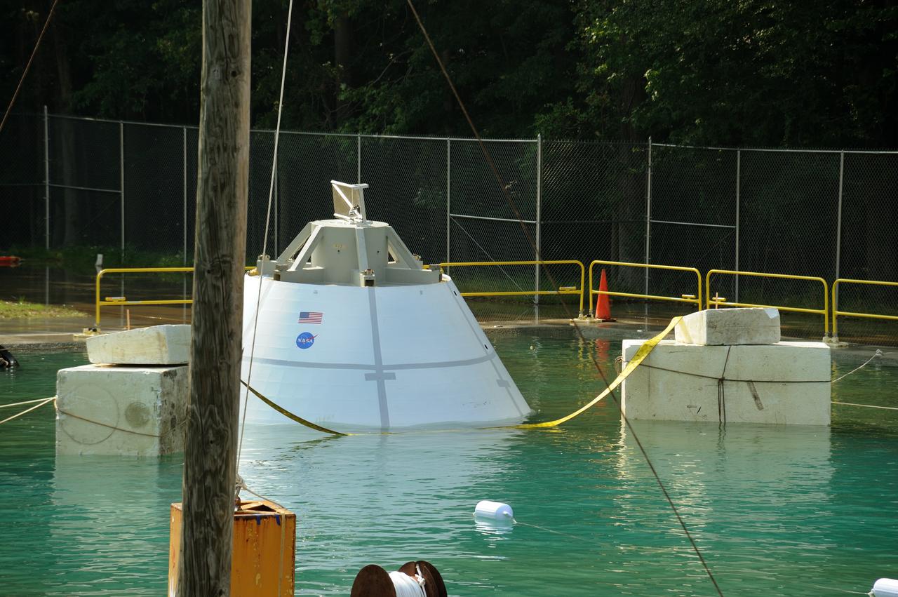 ORION Project-(SPLASH) Structural Passive Landing Attenuation for Survivability of Human Crew (BTA) Boiler Plate Test Article Water Impact Test-Pot Phase"0" Test POT#2  Tested at the Hydro Impact Basin at the Landing and Impact Research Facility (Gantry)