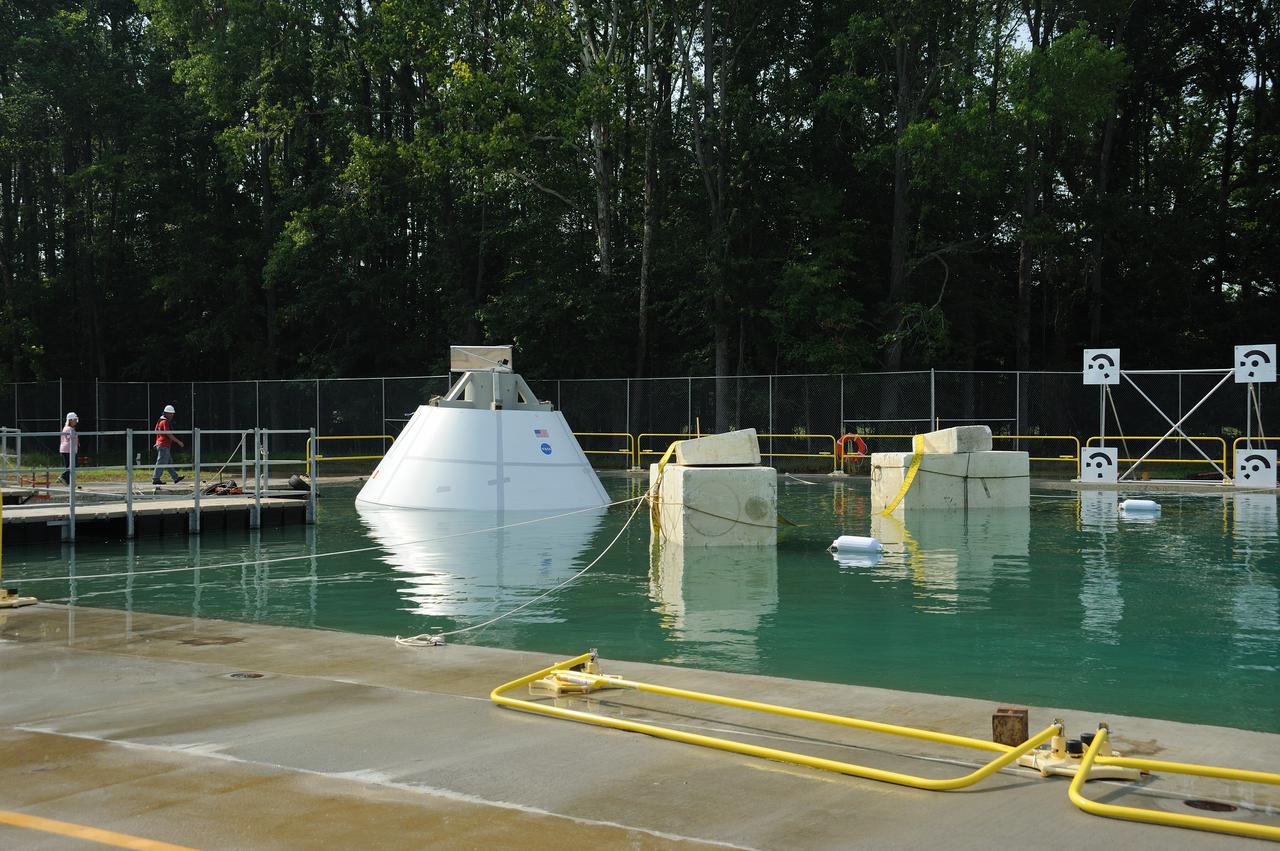 ORION Project-(SPLASH) Structural Passive Landing Attenuation for Survivability of Human Crew (BTA) Boiler Plate Test Article Water Impact Test-Pot Phase"0" Test POT#2  Tested at the Hydro Impact Basin at the Landing and Impact Research Facility (Gantry)