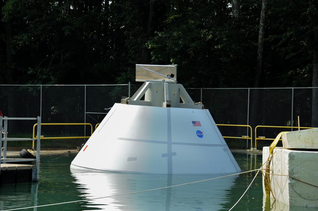 ORION Project-(SPLASH) Structural Passive Landing Attenuation for Survivability of Human Crew (BTA) Boiler Plate Test Article Water Impact Test-Pot Phase"0" Test POT#2  Tested at the Hydro Impact Basin at the Landing and Impact Research Facility (Gantry)