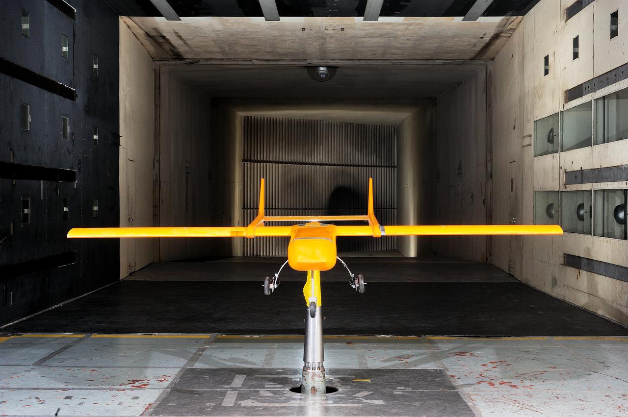 Osprey (UAV) Unmanned Aerial Vehicle ; flight vehicle test at 14x22 tunnel. Test number 605 from Eglin AFB. Take at 14x22 Subsonic Tunnel  