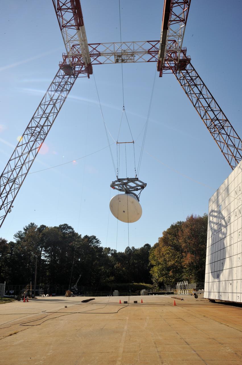 ORION Project-(SPLASH) Structural Passive Landing Attenuation for Survivability of Human Crew (BTA) Boiler Plate Test Article Water Impact Test-Pot Phase"0" Test  Tested at the Hydro Impact Basin at the Landing and Impact Research Facility (Gantry)