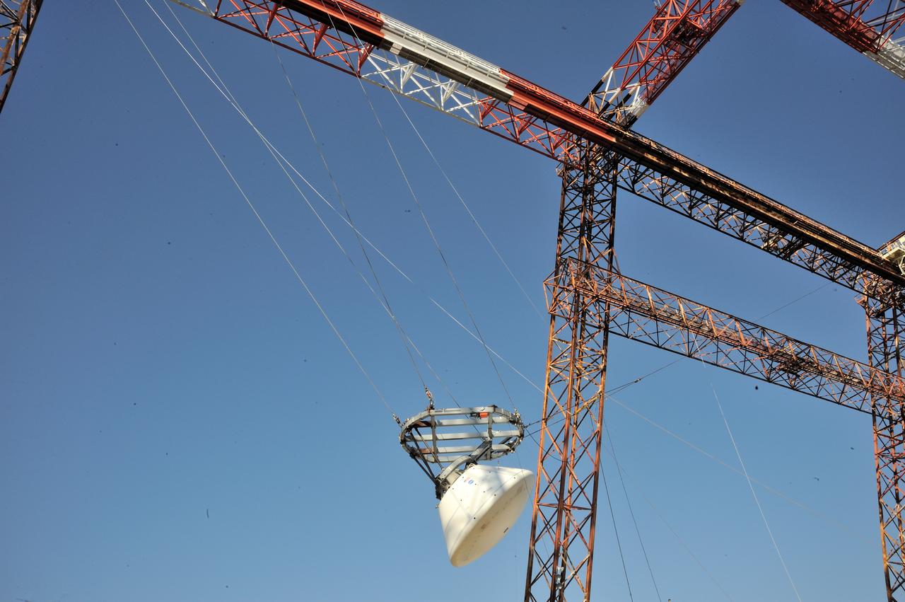 ORION Project-(SPLASH) Structural Passive Landing Attenuation for Survivability of Human Crew (BTA) Boiler Plate Test Article Water Impact Test-Pot Phase"0" Test  Tested at the Hydro Impact Basin at the Landing and Impact Research Facility (Gantry)