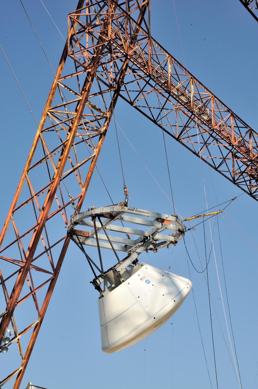 ORION Project-(SPLASH) Structural Passive Landing Attenuation for Survivability of Human Crew (BTA) Boiler Plate Test Article Water Impact Test-Pot Phase"0" Test  Tested at the Hydro Impact Basin at the Landing and Impact Research Facility (Gantry)