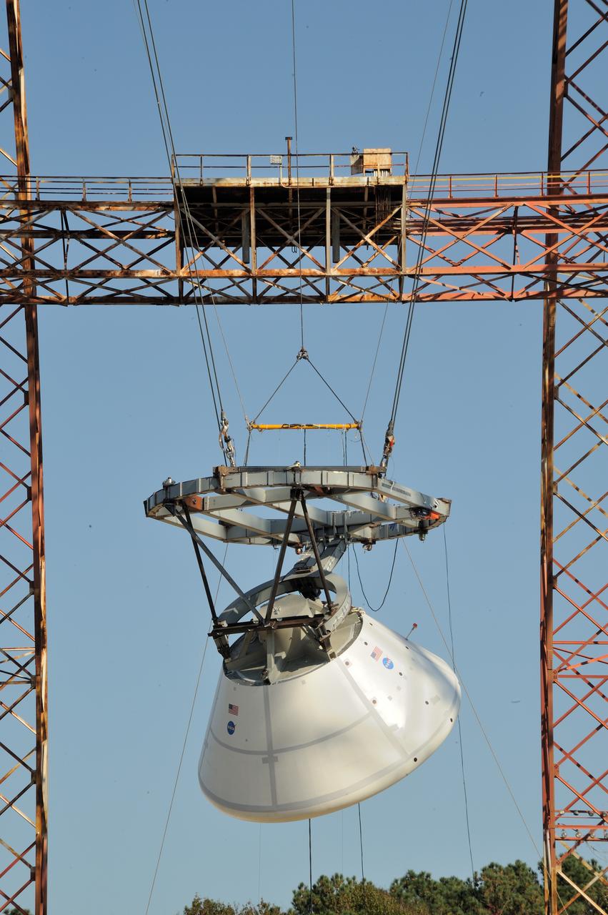 ORION Project-(SPLASH) Structural Passive Landing Attenuation for Survivability of Human Crew (BTA) Boiler Plate Test Article Water Impact Test-Pot Phase"0" Test  Tested at the Hydro Impact Basin at the Landing and Impact Research Facility (Gantry)