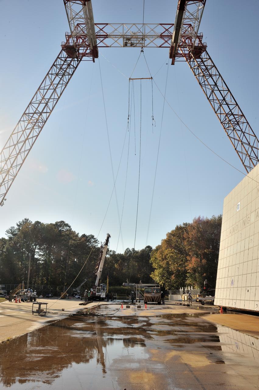 ORION Project-(SPLASH) Structural Passive Landing Attenuation for Survivability of Human Crew (BTA) Boiler Plate Test Article Water Impact Test-Pot Phase"0" Test  Tested at the Hydro Impact Basin at the Landing and Impact Research Facility (Gantry)
