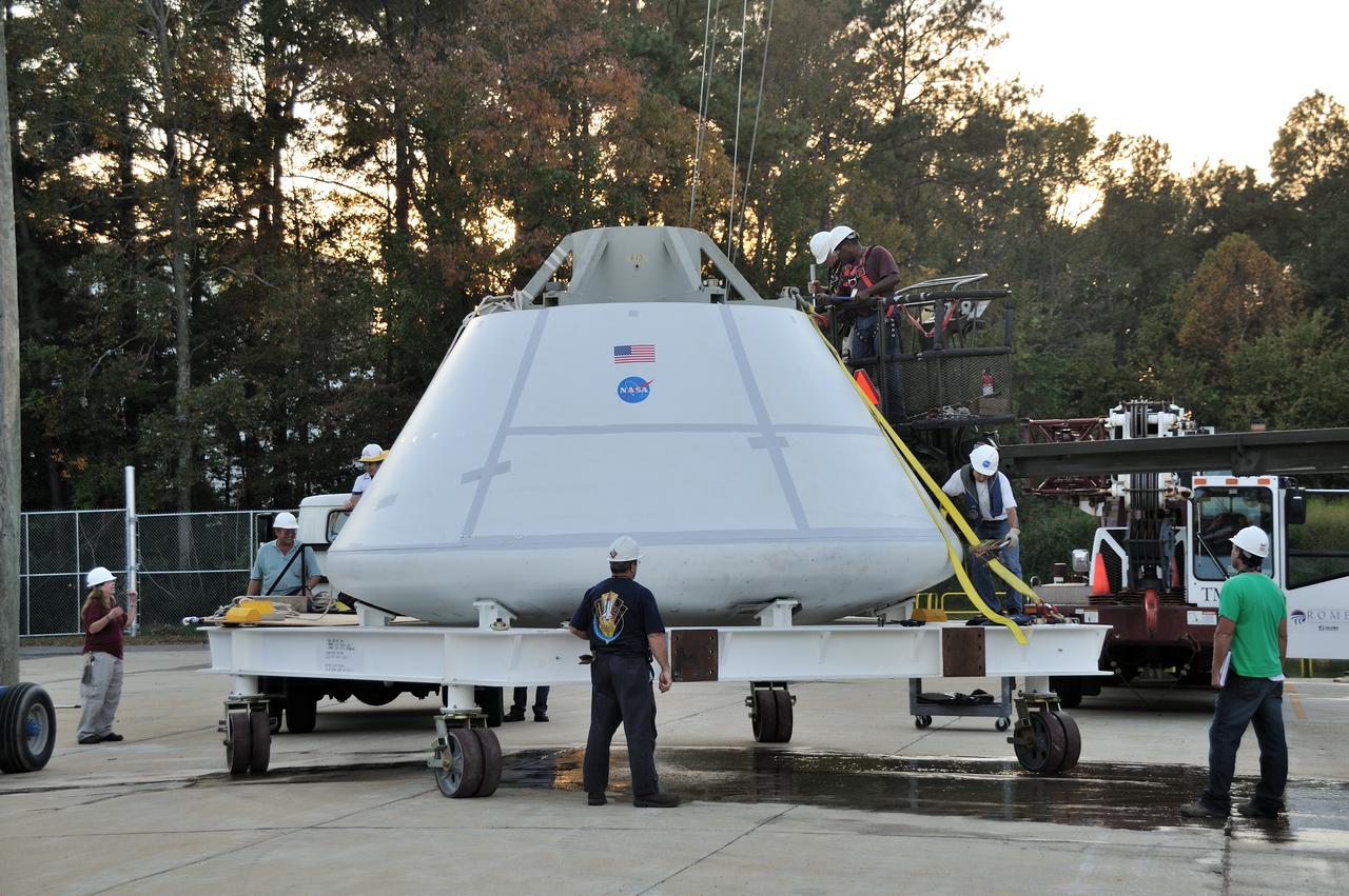 ORION Project-(SPLASH) Structural Passive Landing Attenuation for Survivability of Human Crew (BTA) Boiler Plate Test Article Water Impact Test-Pot Phase"0" Test  Tested at the Hydro Impact Basin at the Landing and Impact Research Facility (Gantry)