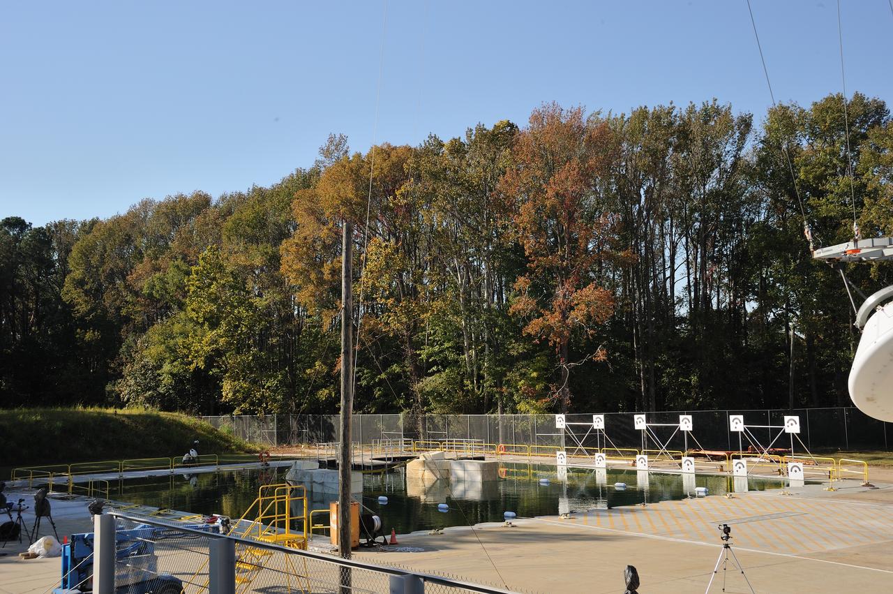 ORION Project-(SPLASH) Structural Passive Landing Attenuation for Survivability of Human Crew (BTA) Boiler Plate Test Article Water Impact Test-Pot Phase"0" Test  Tested at the Hydro Impact Basin at the Landing and Impact Research Facility (Gantry)