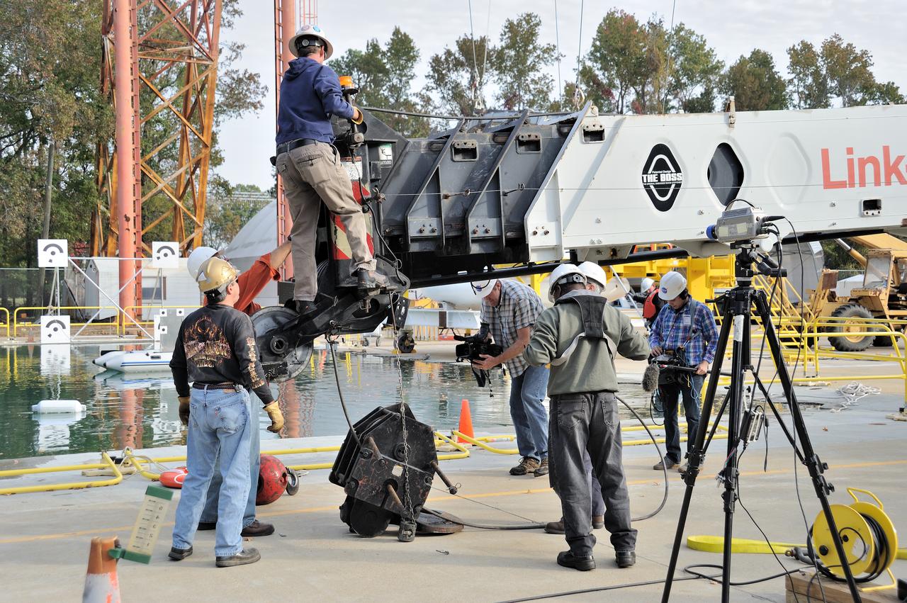 ORION Project-(SPLASH) Structural Passive Landing Attenuation for Survivability of Human Crew (BTA) Boiler Plate Test Article Water Impact Test-P1T#2  Tested at the Hydro Impact Basin at the Landing and Impact Research Facility (Gantry)