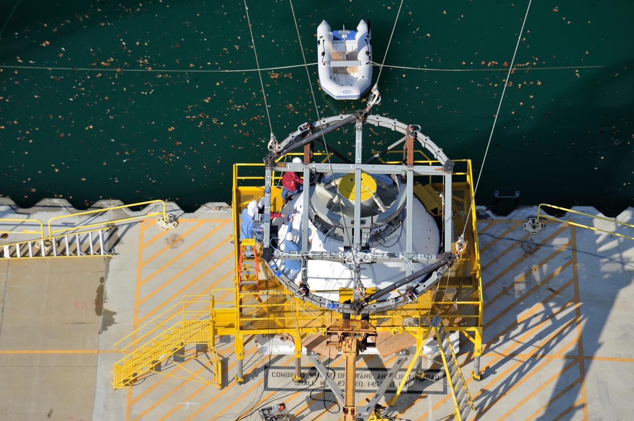 ORION Project-(SPLASH) Structural Passive Landing Attenuation for Survivability of Human Crew (BTA) Boiler Plate Test Article Water Impact Test-P1T#2  Tested at the Hydro Impact Basin at the Landing and Impact Research Facility (Gantry)