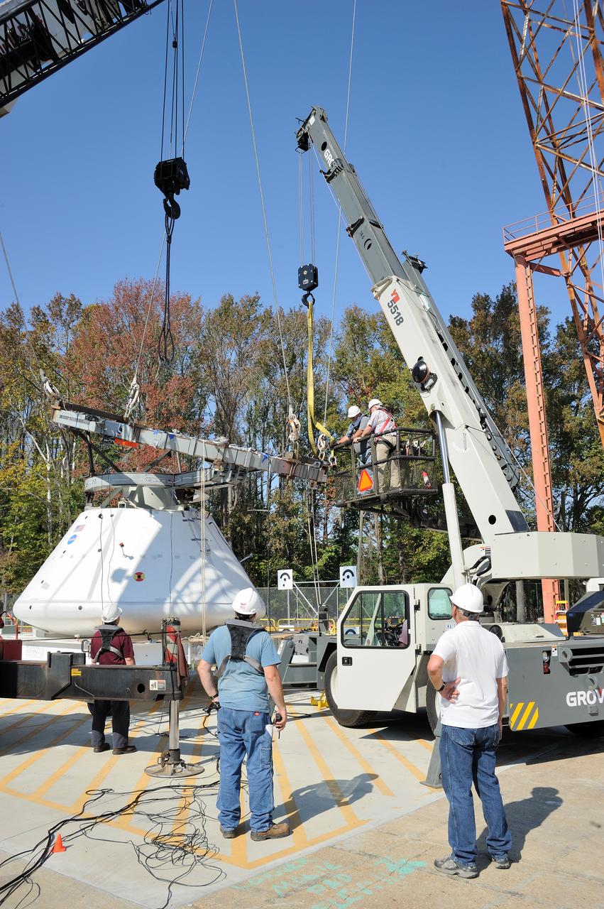 ORION Project-(SPLASH) Structural Passive Landing Attenuation for Survivability of Human Crew (BTA) Boiler Plate Test Article Water Impact Test-P1T#2  Tested at the Hydro Impact Basin at the Landing and Impact Research Facility (Gantry)