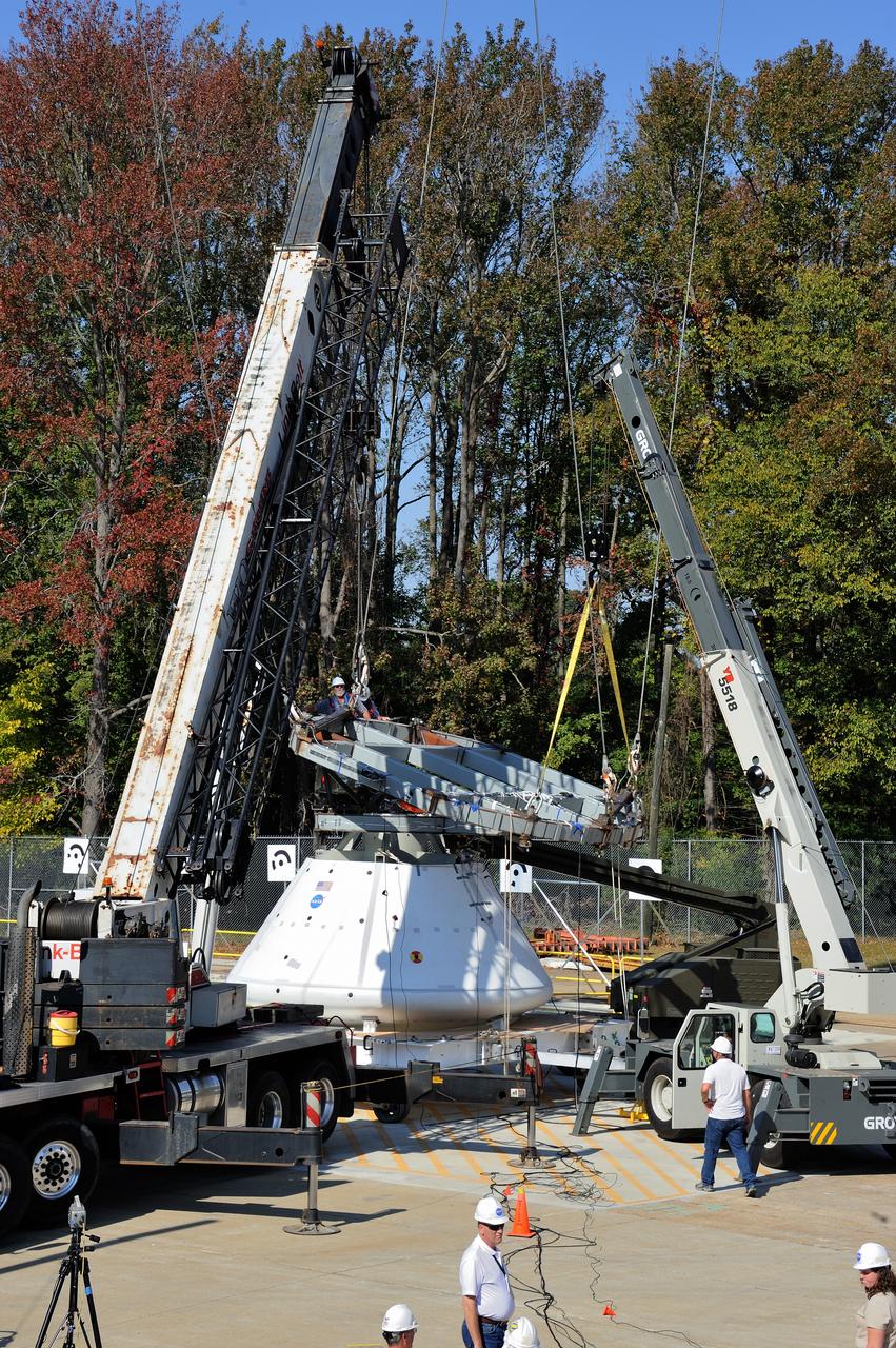 ORION Project-(SPLASH) Structural Passive Landing Attenuation for Survivability of Human Crew (BTA) Boiler Plate Test Article Water Impact Test-P1T#2  Tested at the Hydro Impact Basin at the Landing and Impact Research Facility (Gantry)