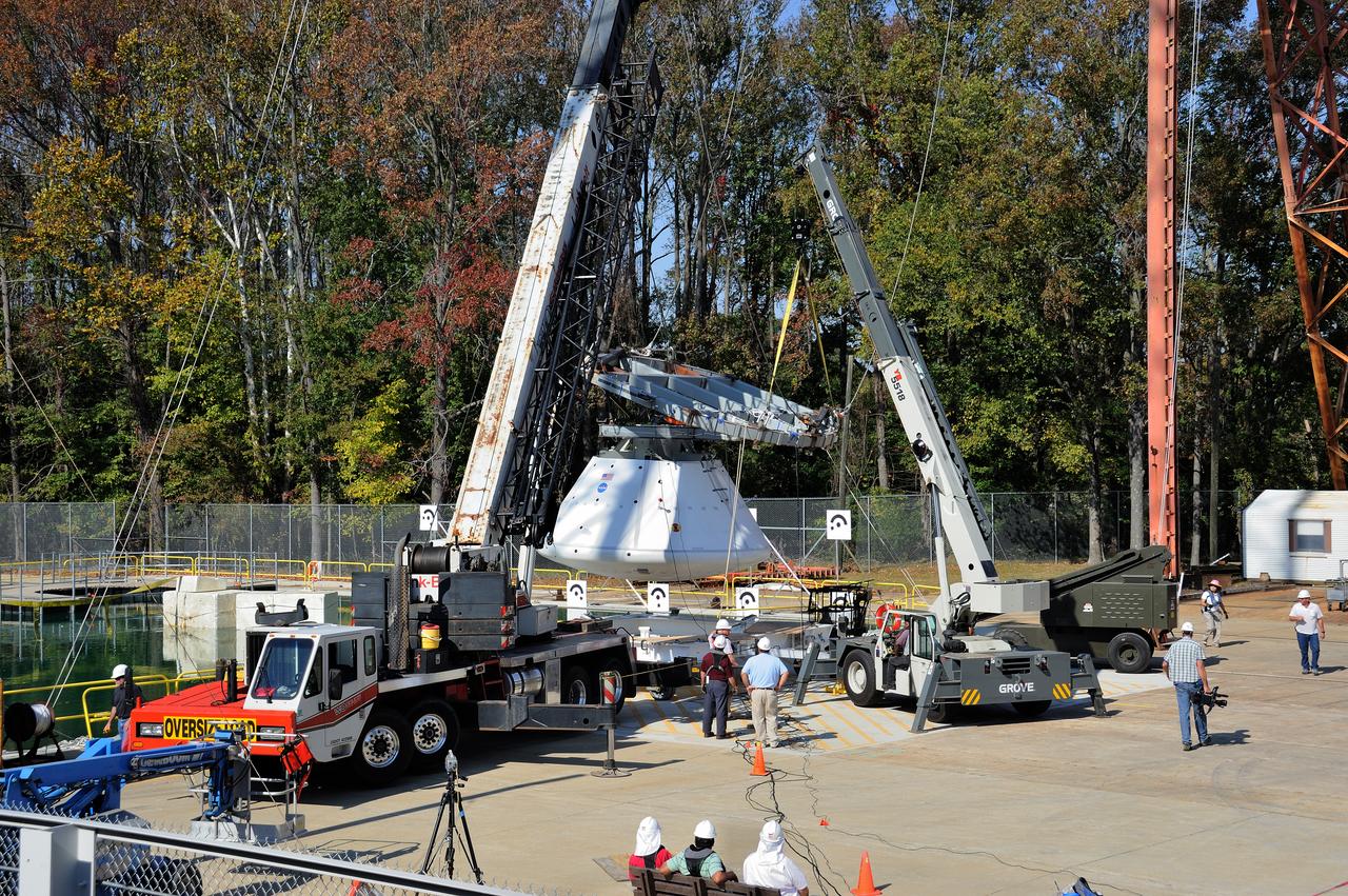 ORION Project-(SPLASH) Structural Passive Landing Attenuation for Survivability of Human Crew (BTA) Boiler Plate Test Article Water Impact Test-P1T#2  Tested at the Hydro Impact Basin at the Landing and Impact Research Facility (Gantry)
