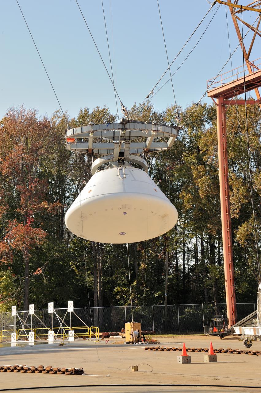 ORION Project-(SPLASH) Structural Passive Landing Attenuation for Survivability of Human Crew (BTA) Boiler Plate Test Article Water Impact Test-P1T#2  Tested at the Hydro Impact Basin at the Landing and Impact Research Facility (Gantry)