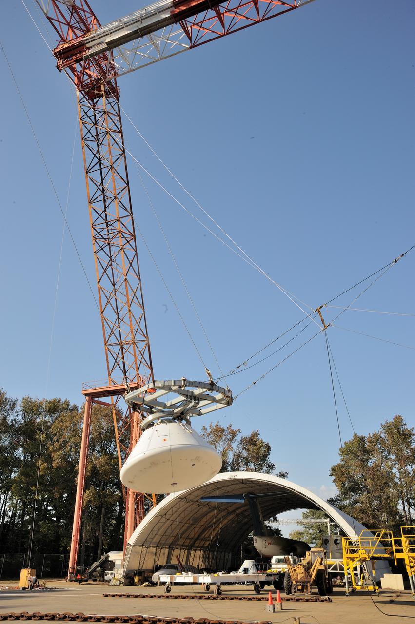 ORION Project-(SPLASH) Structural Passive Landing Attenuation for Survivability of Human Crew (BTA) Boiler Plate Test Article Water Impact Test-P1T#2  Tested at the Hydro Impact Basin at the Landing and Impact Research Facility (Gantry)