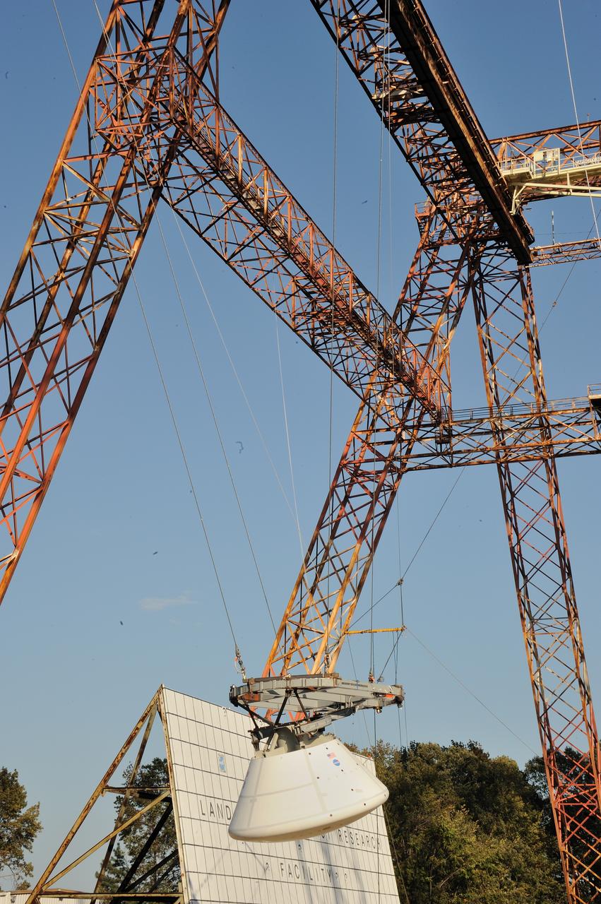 ORION Project-(SPLASH) Structural Passive Landing Attenuation for Survivability of Human Crew (BTA) Boiler Plate Test Article Water Impact Test-P1T#2  Tested at the Hydro Impact Basin at the Landing and Impact Research Facility (Gantry)