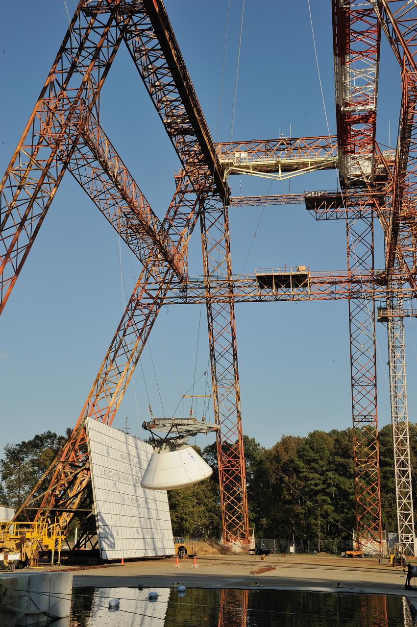 ORION Project-(SPLASH) Structural Passive Landing Attenuation for Survivability of Human Crew (BTA) Boiler Plate Test Article Water Impact Test-P1T#2  Tested at the Hydro Impact Basin at the Landing and Impact Research Facility (Gantry)
