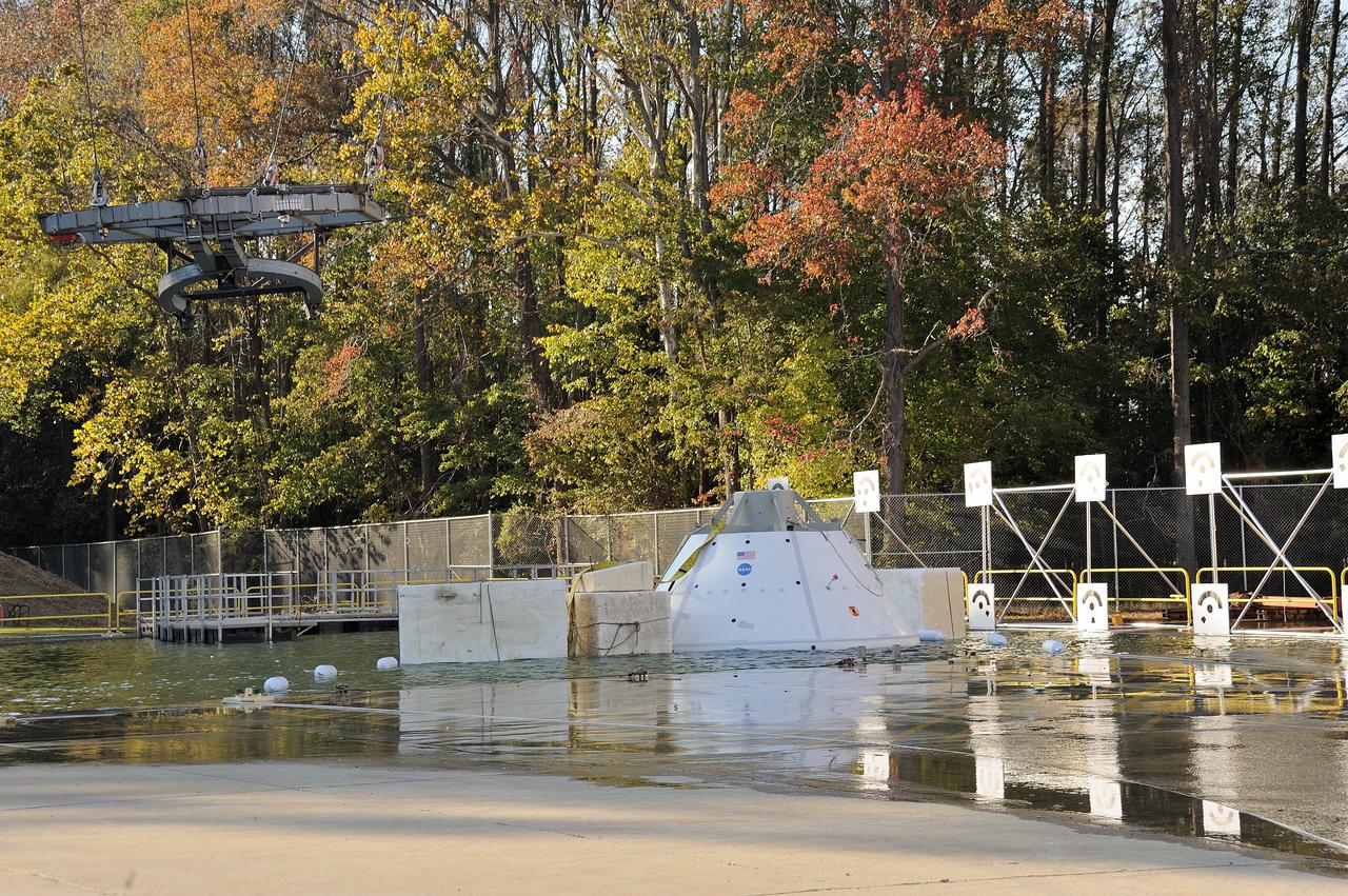 ORION Project-(SPLASH) Structural Passive Landing Attenuation for Survivability of Human Crew (BTA) Boiler Plate Test Article Water Impact Test-P1T#2  Tested at the Hydro Impact Basin at the Landing and Impact Research Facility (Gantry)