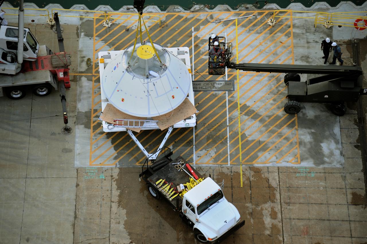 ORION Project-(SPLASH) Structural Passive Landing Attenuation for Survivability of Human Crew (BTA) Boiler Plate Test Article Water Impact Test-P1T#2  Tested at the Hydro Impact Basin at the Landing and Impact Research Facility (Gantry)