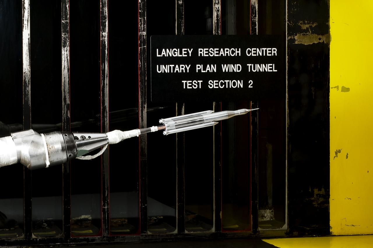 0.4% Scale (SLS) Space Launch System Model Test In NASA LaRC Unitary Plan Wind Tunnel 
