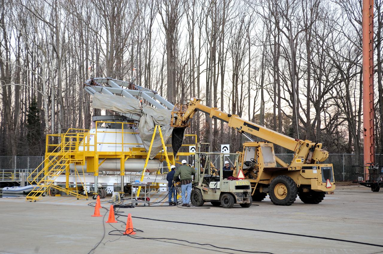 ORION Project-(SPLASH) Structural Passive Landing Attenuation for Survivability of Human Crew (BTA) Boiler Plate Test Article Water Impact Test-Pit Phase 4 Test or Pit 4  Tested at the Hydro Impact Basin at the Landing and Impact Research Facility (Gantry)