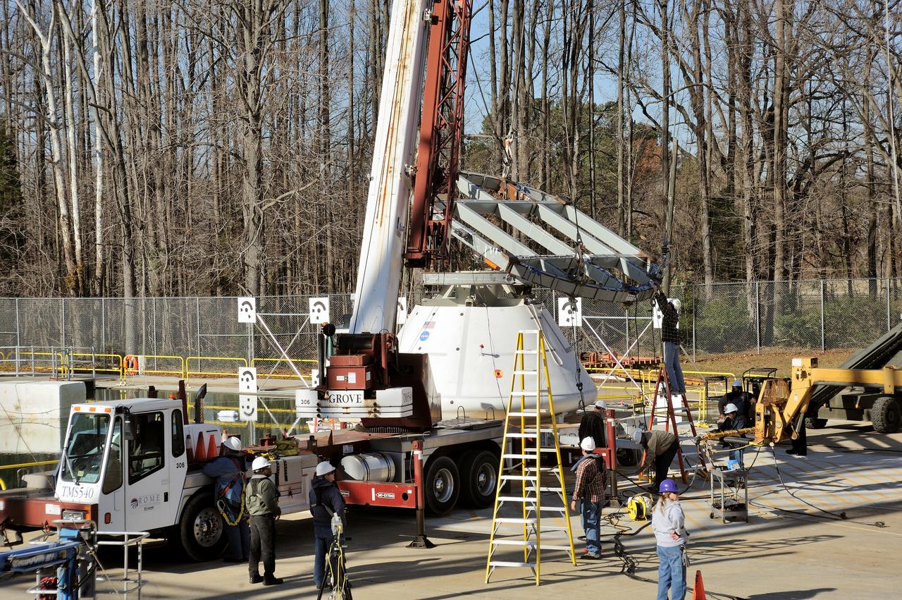 ORION Project-(SPLASH) Structural Passive Landing Attenuation for Survivability of Human Crew (BTA) Boiler Plate Test Article Water Impact Test-Pit Phase 4 Test or Pit 4  Tested at the Hydro Impact Basin at the Landing and Impact Research Facility (Gantry)