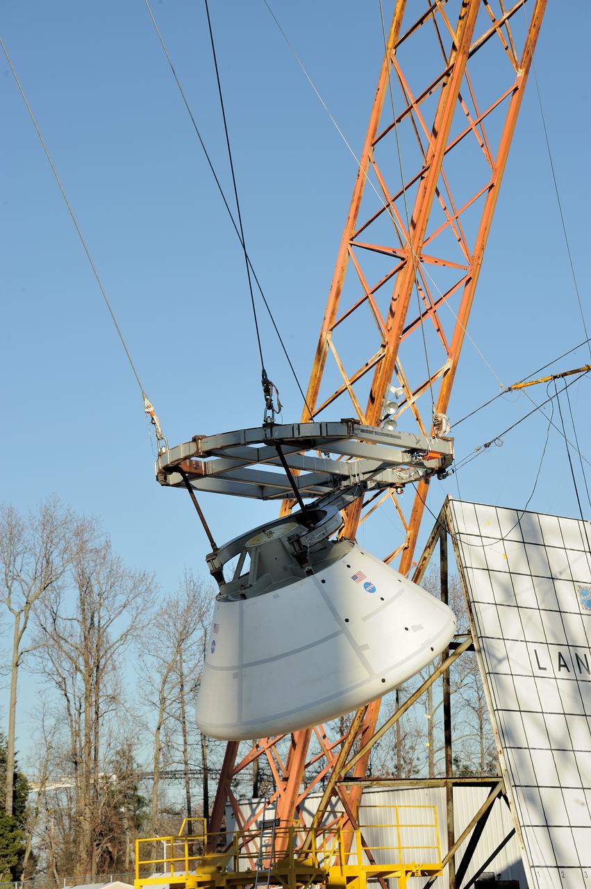 ORION Project-(SPLASH) Structural Passive Landing Attenuation for Survivability of Human Crew (BTA) Boiler Plate Test Article Water Impact Test-Pit Phase 4 Test or Pit 4  Tested at the Hydro Impact Basin at the Landing and Impact Research Facility (Gantry)