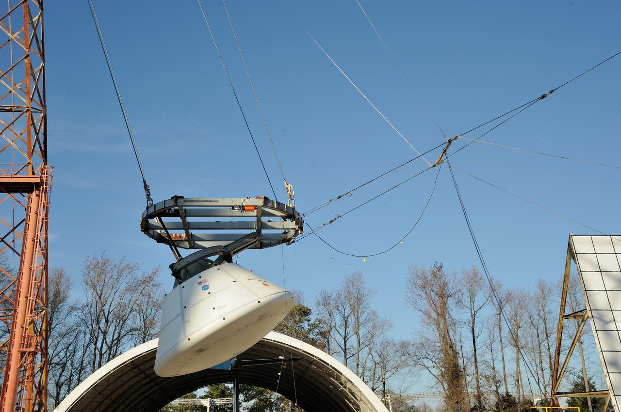 ORION Project-(SPLASH) Structural Passive Landing Attenuation for Survivability of Human Crew (BTA) Boiler Plate Test Article Water Impact Test-Pit Phase 4 Test or Pit 4  Tested at the Hydro Impact Basin at the Landing and Impact Research Facility (Gantry)