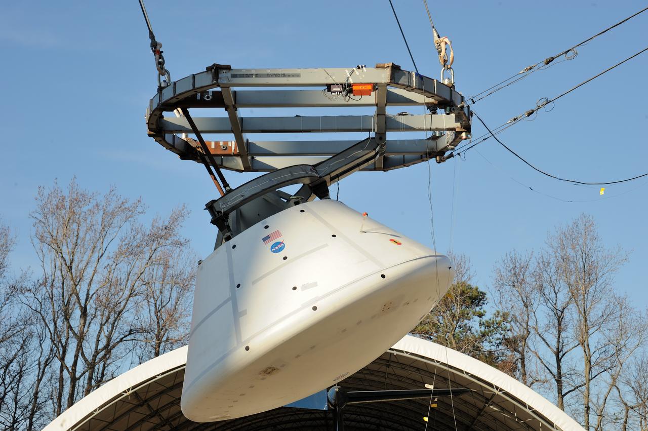 ORION Project-(SPLASH) Structural Passive Landing Attenuation for Survivability of Human Crew (BTA) Boiler Plate Test Article Water Impact Test-Pit Phase 4 Test or Pit 4  Tested at the Hydro Impact Basin at the Landing and Impact Research Facility (Gantry)