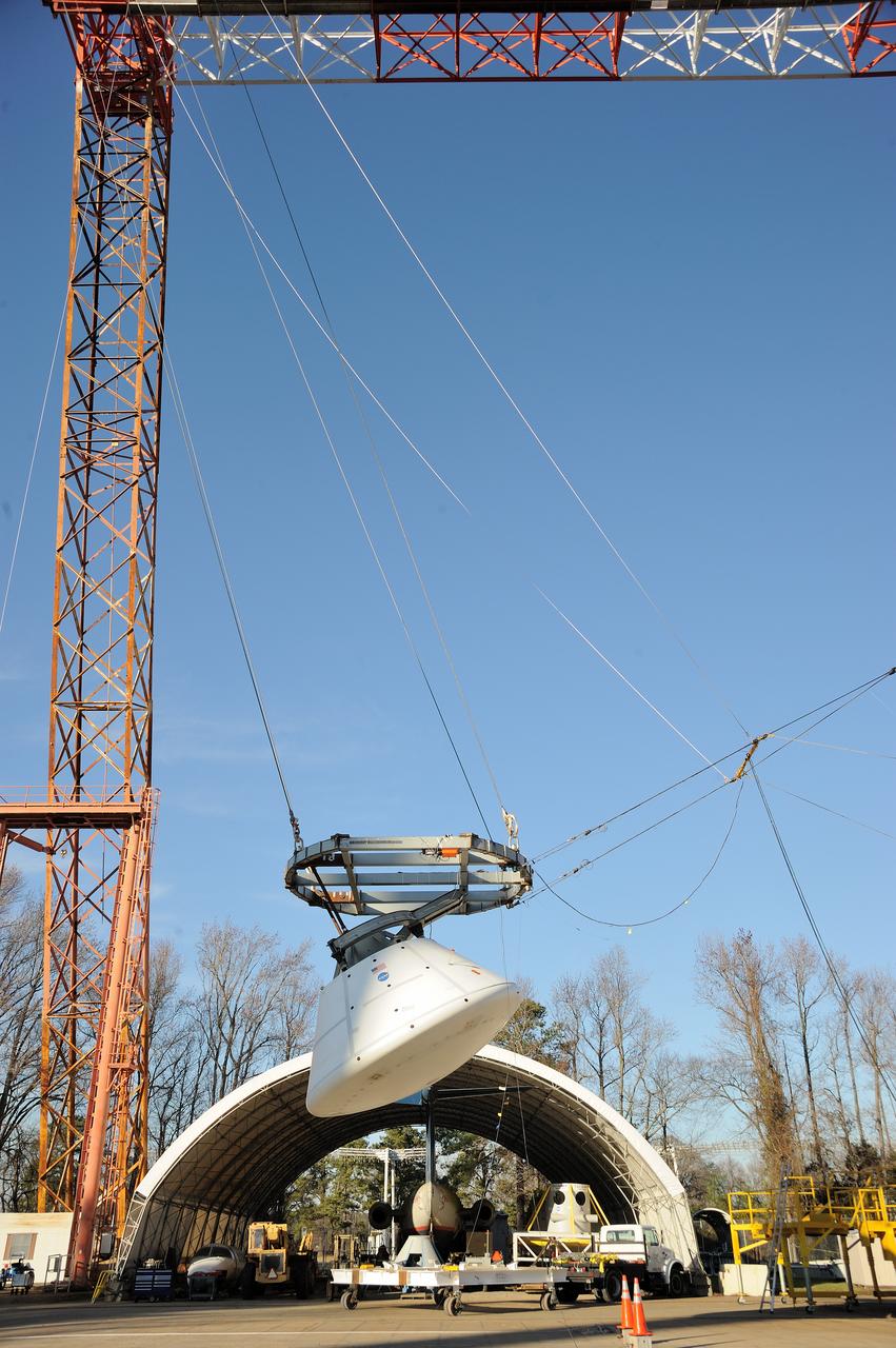 ORION Project-(SPLASH) Structural Passive Landing Attenuation for Survivability of Human Crew (BTA) Boiler Plate Test Article Water Impact Test-Pit Phase 4 Test or Pit 4  Tested at the Hydro Impact Basin at the Landing and Impact Research Facility (Gantry)