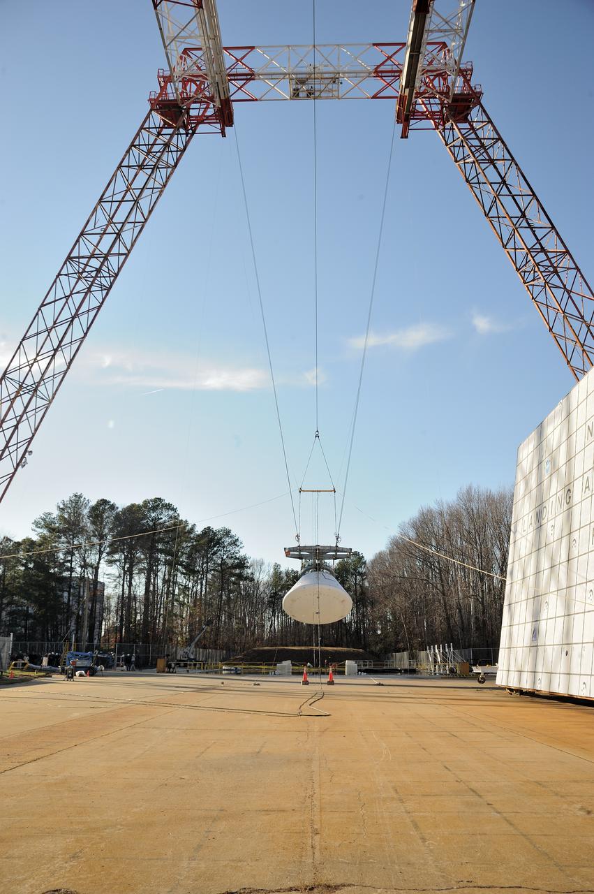 ORION Project-(SPLASH) Structural Passive Landing Attenuation for Survivability of Human Crew (BTA) Boiler Plate Test Article Water Impact Test-Pit Phase 4 Test or Pit 4  Tested at the Hydro Impact Basin at the Landing and Impact Research Facility (Gantry)