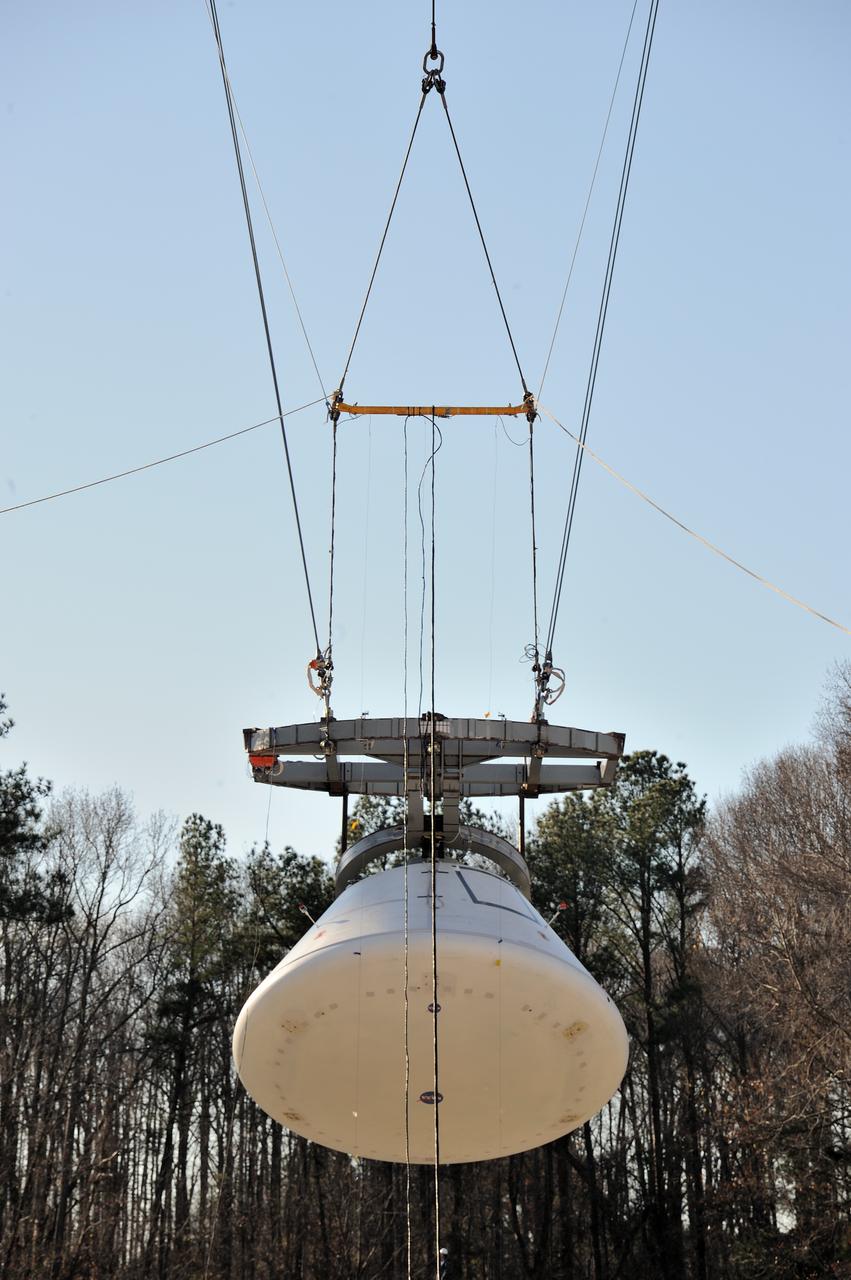 ORION Project-(SPLASH) Structural Passive Landing Attenuation for Survivability of Human Crew (BTA) Boiler Plate Test Article Water Impact Test-Pit Phase 4 Test or Pit 4  Tested at the Hydro Impact Basin at the Landing and Impact Research Facility (Gantry)
