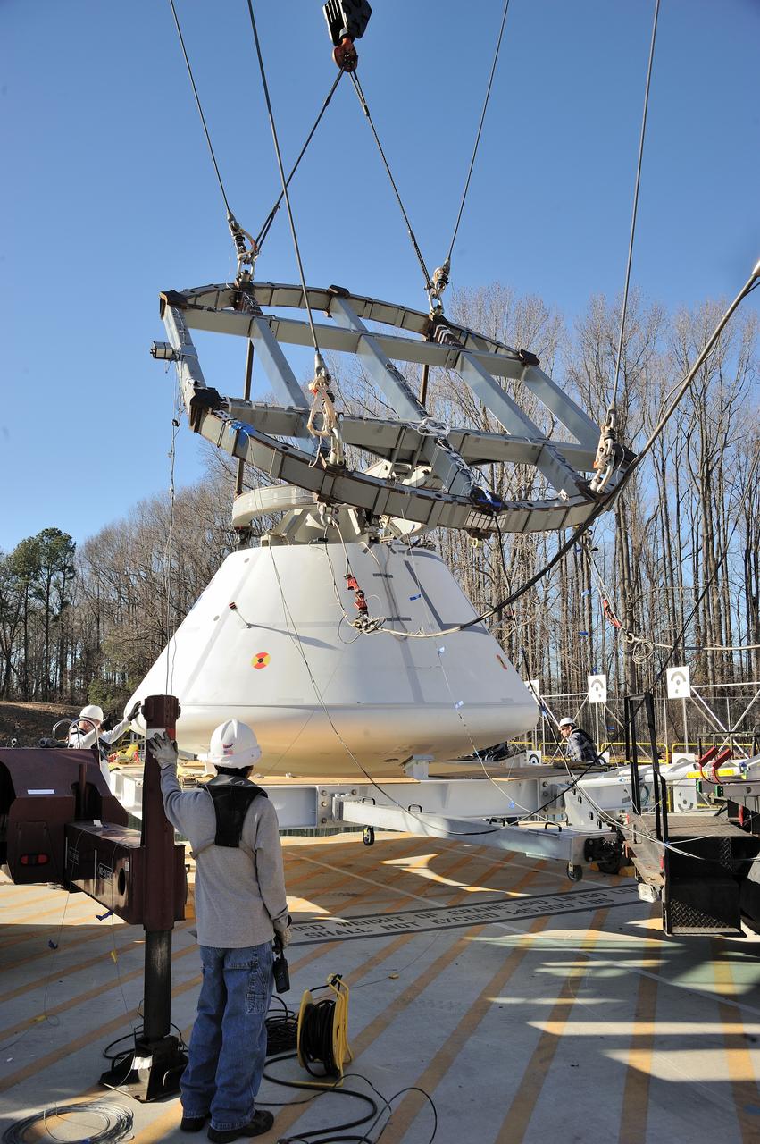 ORION Project-(SPLASH) Structural Passive Landing Attenuation for Survivability of Human Crew (BTA) Boiler Plate Test Article Water Impact Test-PIT  Test-2 Tested at the Hydro Impact Basin at the Landing and Impact Research Facility (Gantry)