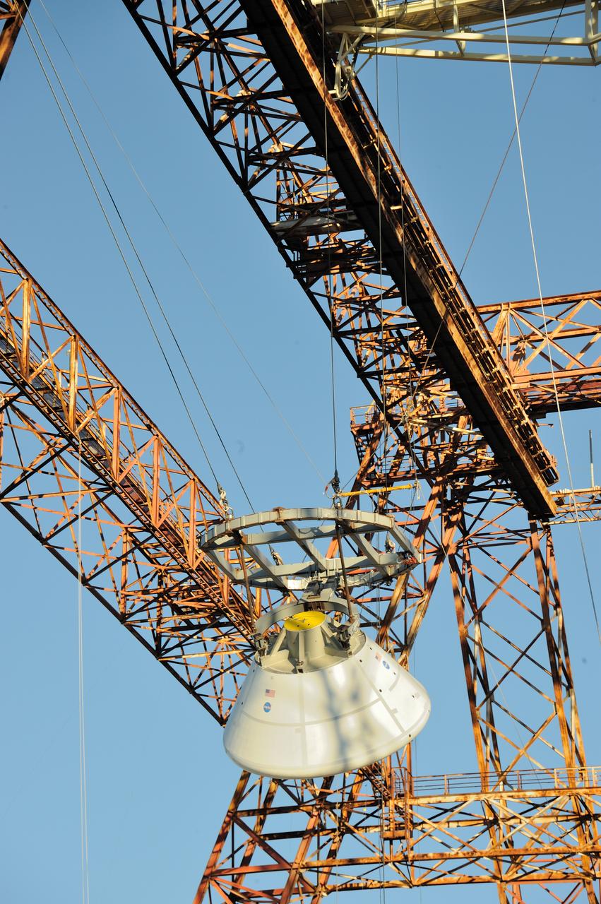ORION Project-(SPLASH) Structural Passive Landing Attenuation for Survivability of Human Crew (BTA) Boiler Plate Test Article Water Impact Test-PIT  Test-2 Tested at the Hydro Impact Basin at the Landing and Impact Research Facility (Gantry)
