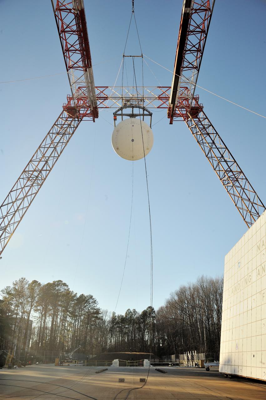 ORION Project-(SPLASH) Structural Passive Landing Attenuation for Survivability of Human Crew (BTA) Boiler Plate Test Article Water Impact Test-PIT  Test-2 Tested at the Hydro Impact Basin at the Landing and Impact Research Facility (Gantry)
