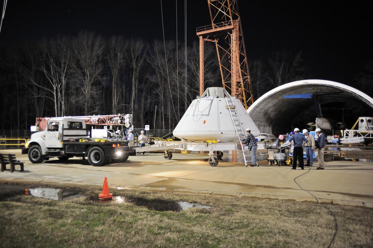 ORION Project-(SPLASH) Structural Passive Landing Attenuation for Survivability of Human Crew (BTA) Boiler Plate Test Article Water Impact Test-PIT  Test-2 Tested at the Hydro Impact Basin at the Landing and Impact Research Facility (Gantry)