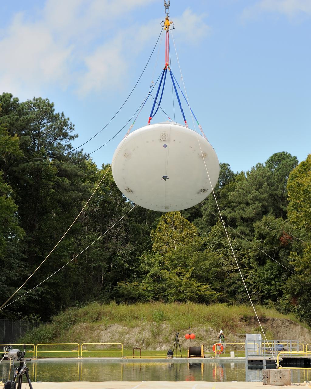 SPLASH BTA Phase 2 Vertical Tests 9: Documentation of preparation, set up and results of full scale BTA (Boilerplate Test Article) vertical drop test series performed in 2012 at the LaRC Hydro Impact Basin (HIB)