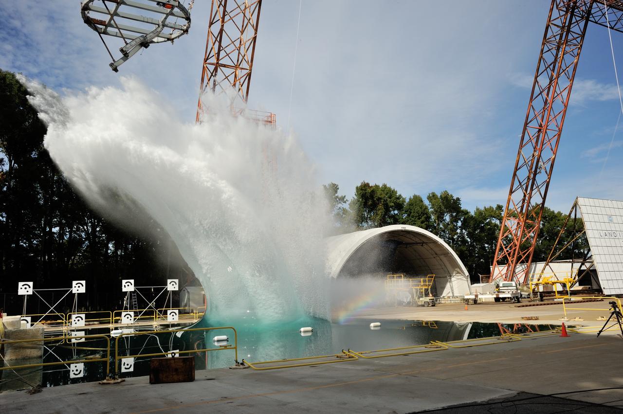 SPLASH P1 Test 7 Swing Test: Documentation of preparation, set up and results of full scale BTA (Boilerplate Test Article) vertical drop test series performed in 2012 at the LaRC Hydro Impact Basin (HIB)  