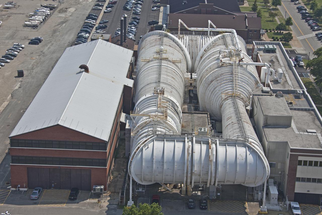 Aerial of NASA Langley East side spin tunnel and wind tunnel 