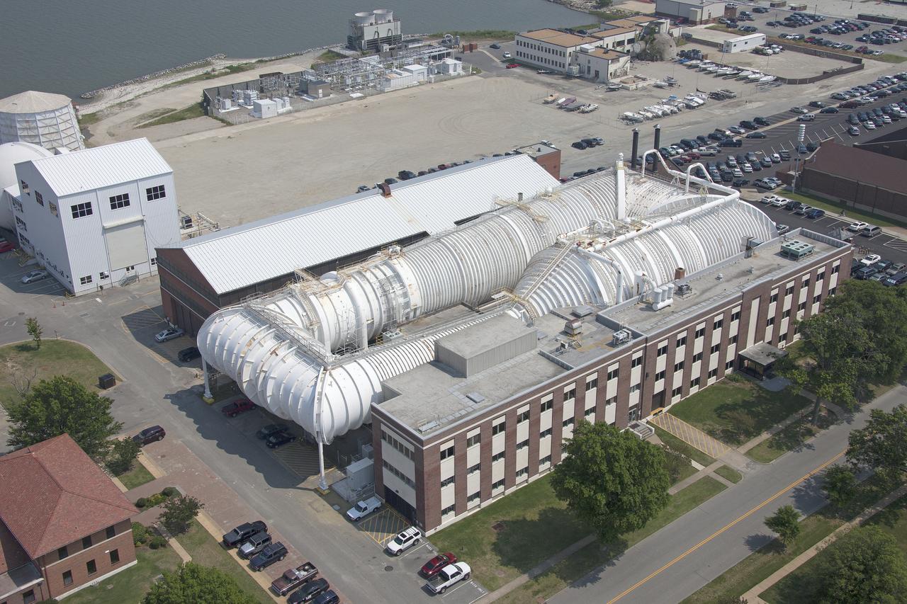 Aerial of NASA Langley East side spin tunnel and wind tunnel 