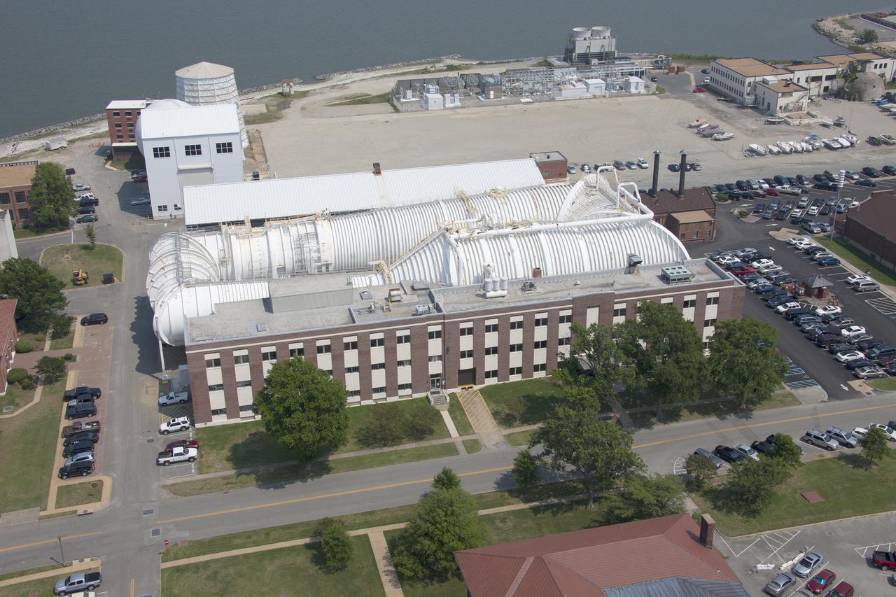 Aerial of NASA Langley East side spin tunnel and wind tunnel 