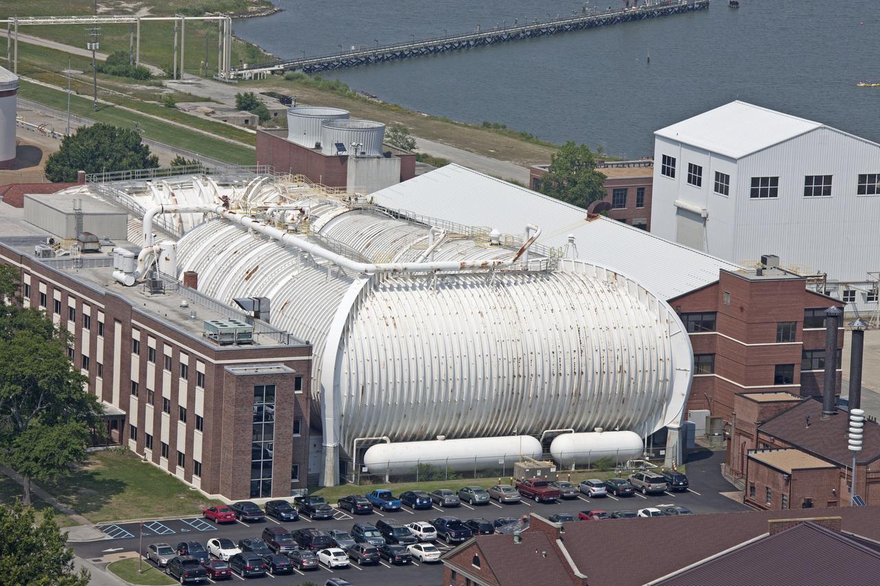 Aerial of NASA Langley East side spin tunnel and wind tunnel 