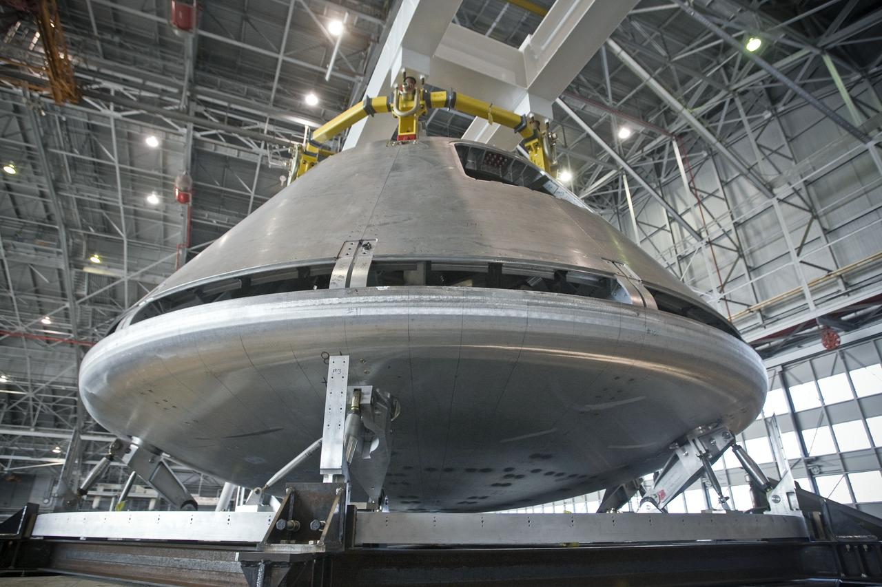 CM SepRing Integration work being done in NASA's Langley Hanger