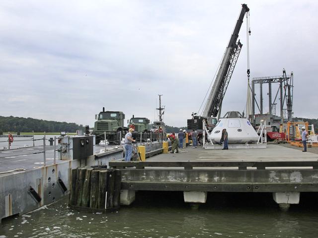 The Orion Test Capsule Loaded on a Navy INLS "Improved Navy Ligh