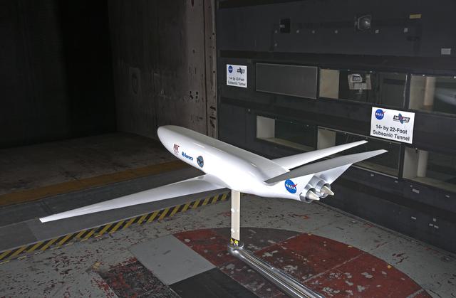 NASA image: MIT N+3 D8 1/11 Scale Model in the 14x22 Foot Subsonic Tunnel 