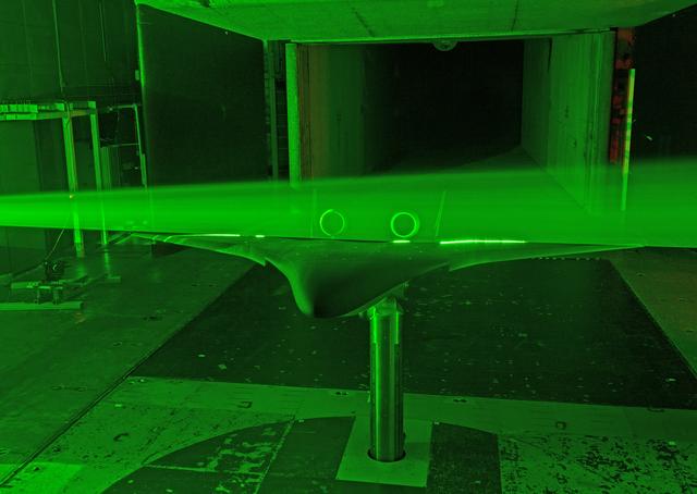 NASA image: Hybrid Wing Body Particle Image Velocimetry Test in LaRC 14x22 F